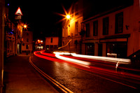 Night time traffic light trails through Faringdon Oxfordshire